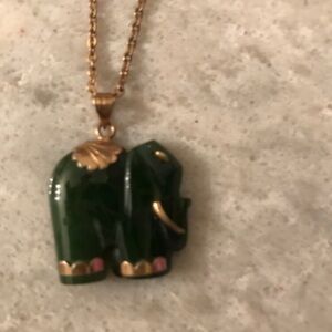 Green Elephant Pendant Necklace
